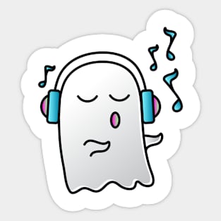Cute ghost with music Sticker
